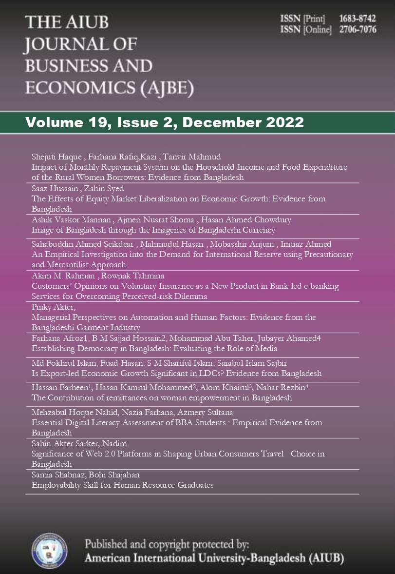 					View Vol. 19 No. 2 (2022): AIUB Journal of Business and Economics [AJBE]
				