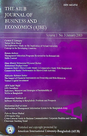 					View Vol. 1 No. 3 (2002): AIUB Journal of Business and Economics [AJBE]
				