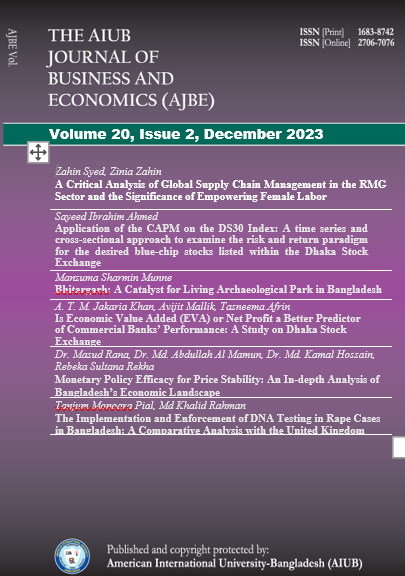 					View Vol. 20 No. 2 (2023): AIUB Journal of Business and Economics [AJBE]
				