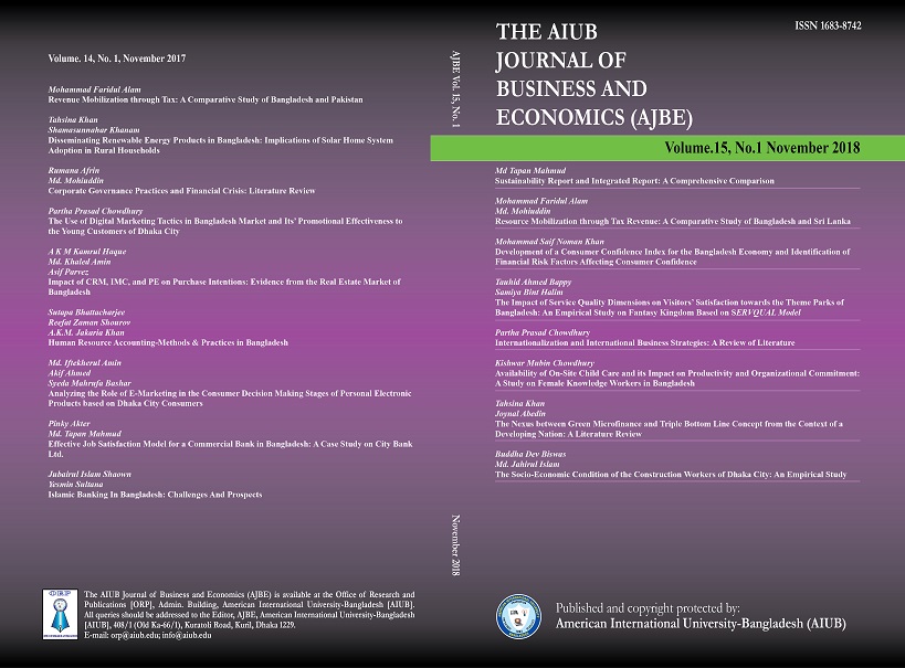 					View Vol. 15 No. 1 (2018): AIUB Journal of Business and Economics [AJBE]
				